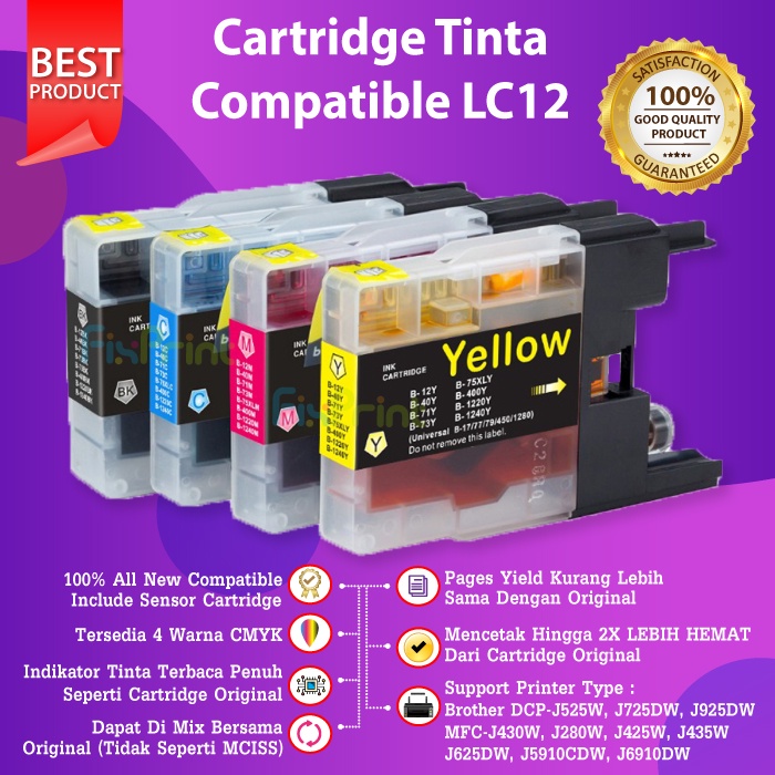 Cartridge Tinta Brther LC400 LC-400 Printer DCP-J525W MFC J6710DW J6910DW J430W J725DW J925DW J280W J425W J435W