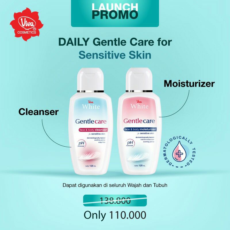 Face Body Cleanser Wash Moisturizer Pelembab Body Lotion Gentle Perawatan Kulit Sensitif Viva