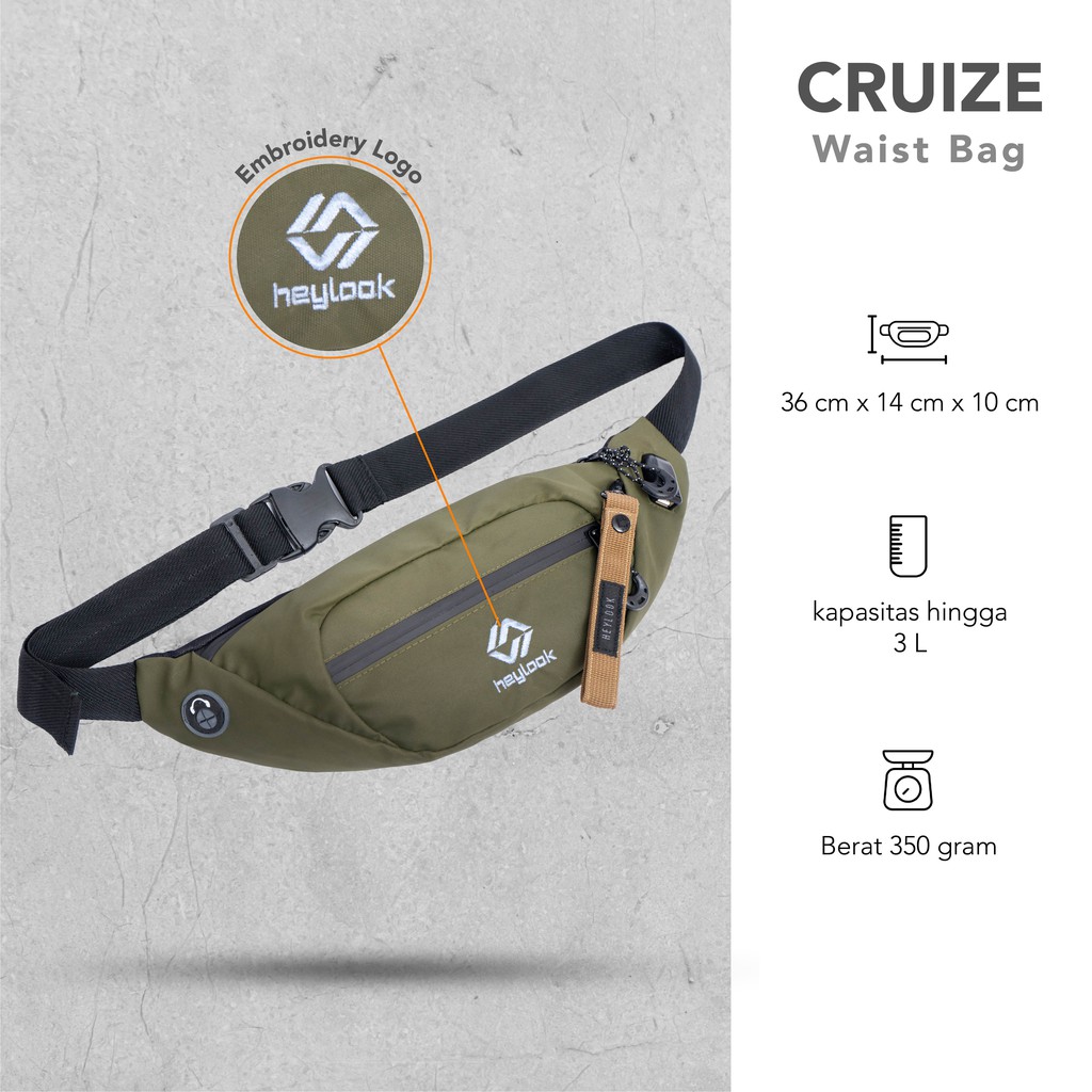 HEYLOOK Project - Waist Bag CRUIZE Waterproof Tas Selempang Pria Slingbag USB Connector Anti Sobek Anti Maling Anti Air Sling Bag Cowok Waistbag Distro Tas Pinggang Terbaru