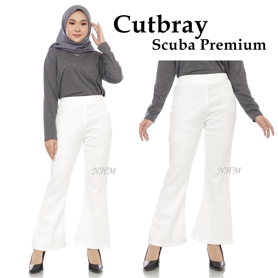 Celana Panjang Kulot Cutbray Scuba Premium, Celana Cutbray Wanita