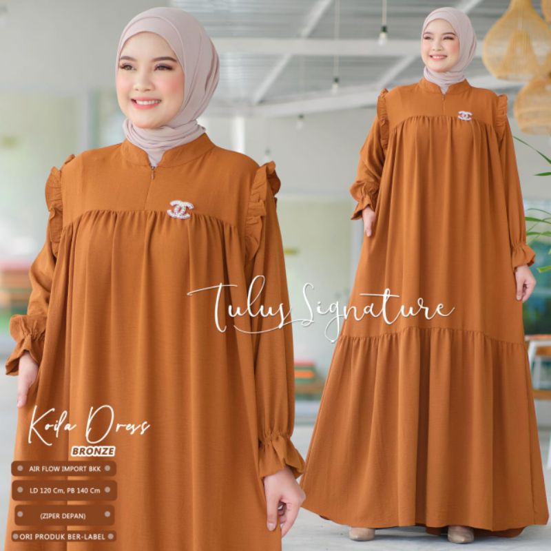 KOILA DRESS BY TULUS SIGNATURE / GAMIS POLOS WANITA MUSLIMAH / Dress airflow import ld120