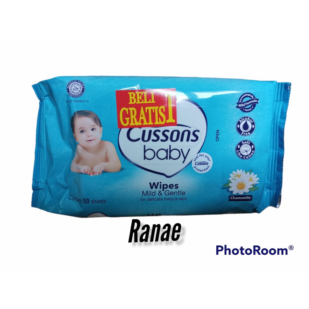 CUSSONS BABY WIPES Tisu Basah Bayi 50 S ( BUY 1 GET 1 FREE )