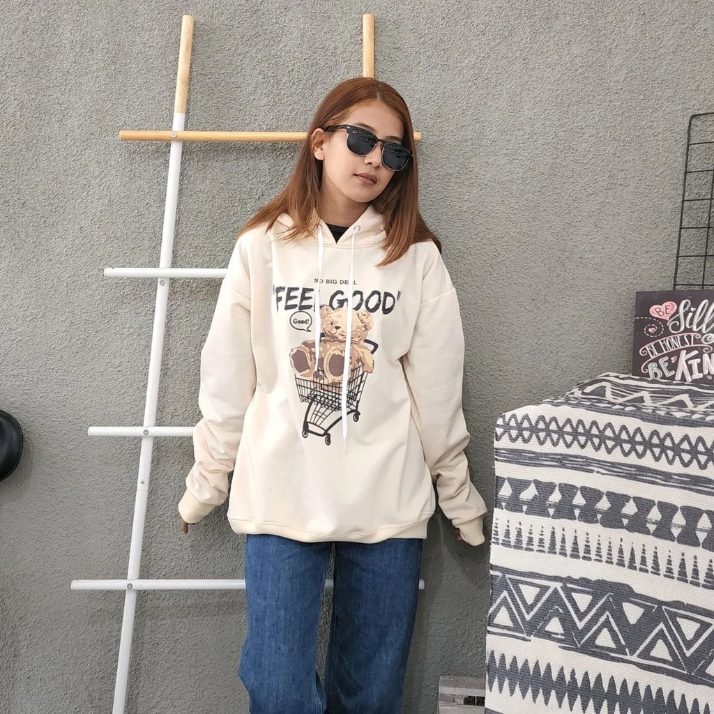 FEEL GOOD TEDDY Hoodie Sweater Oversize | Outerwear Pria Wanita Terbaru Fashion Terkini Korean Style