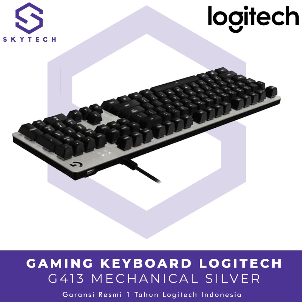 KEYBOARD GAMING LOGITECH G413 SILVER ORIGINAL GARANSI RESMI