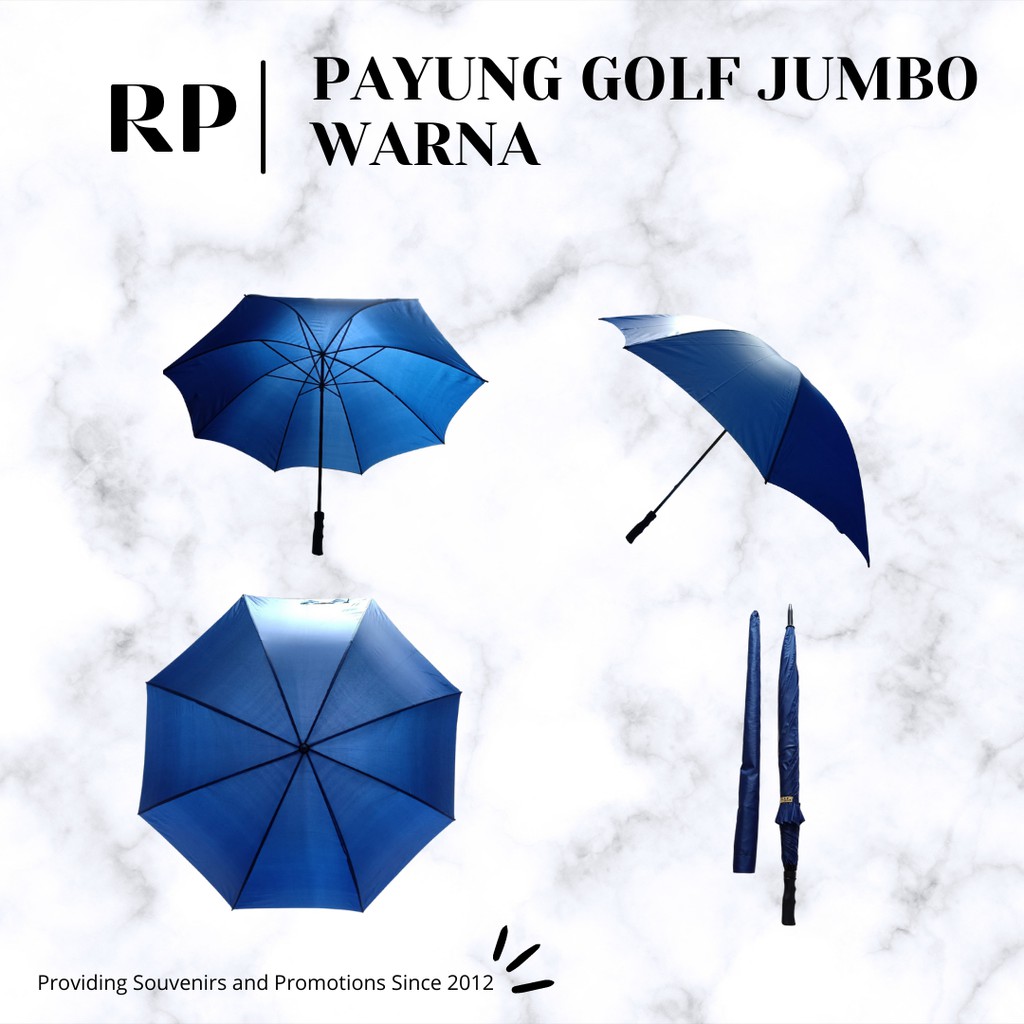 SAE Umbrella Payung golf jumbo manual sarung kain bahan Polyster tebal - Abu-abu