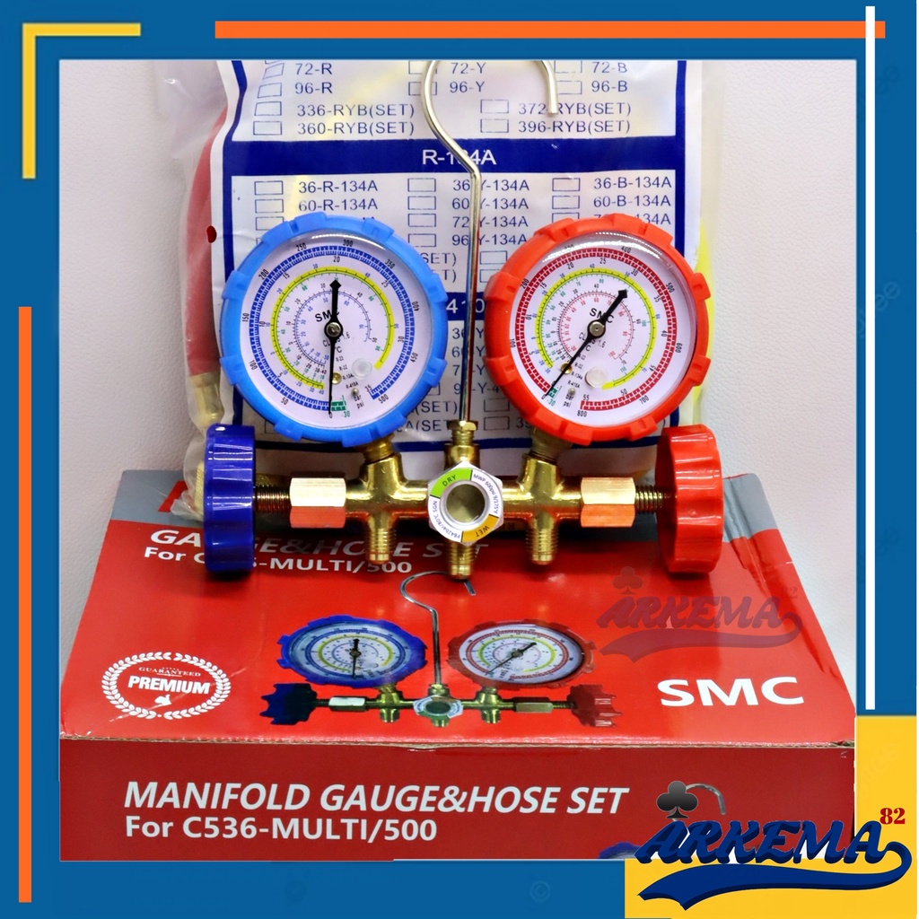 MANIFOLD DOUBLE SMC SET MULTI PREMIUM | MANIFOLD SET R410 R32 R22 R134 R404 R407 | ANALIZER R22