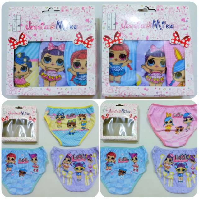 Cd anak cewek karakter jessie & mike ori LOL celana dalam anak cewek motif LOL sz S M L X