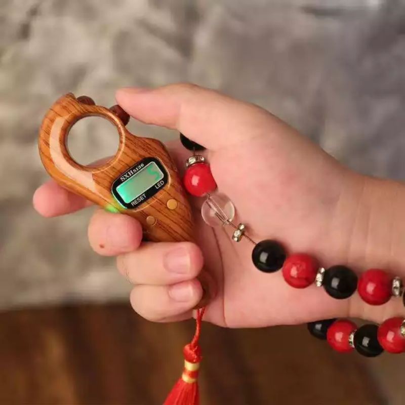 Tasbih Digital KAYU+LED / Hand counter KAYU+LED + BATERAI/ Tasbih manik manik/ORIGINAL SXH5136