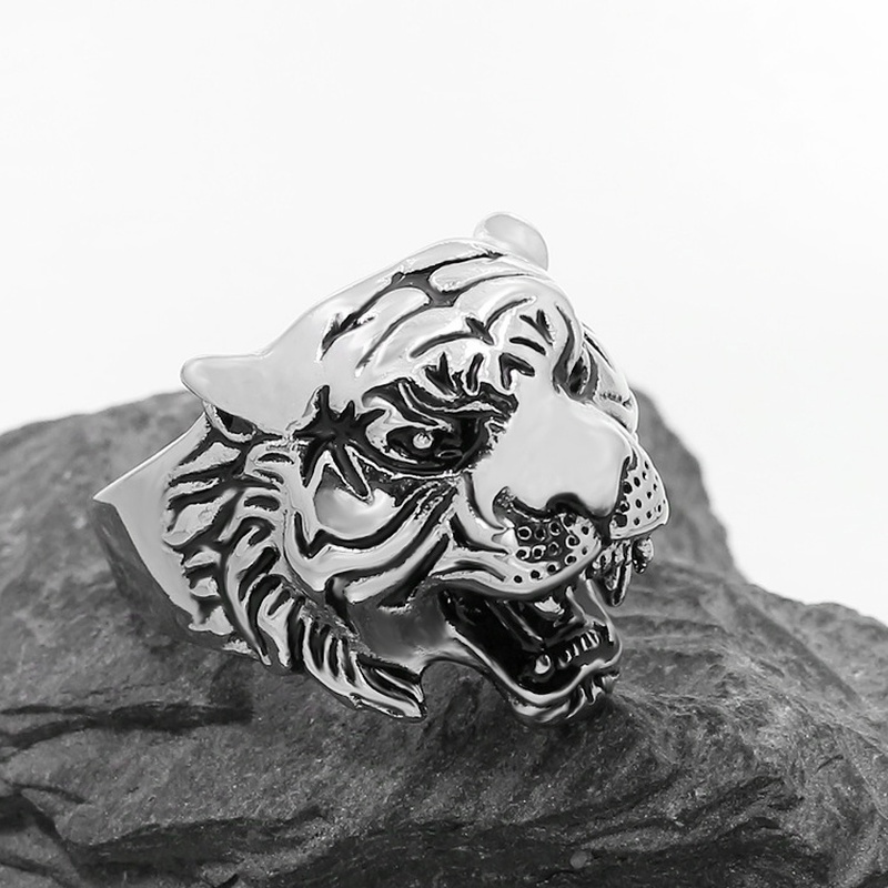 Cincin Desain Hewan Harimau Gaya Punk Untuk Pria Dan Wanita