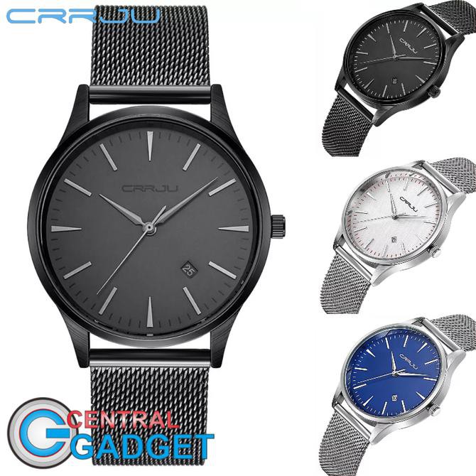 promo | diskon | sale Jam Tangan Pria Analog Tanggal Stainless Steel Original CRRJU 2135 terbaik |