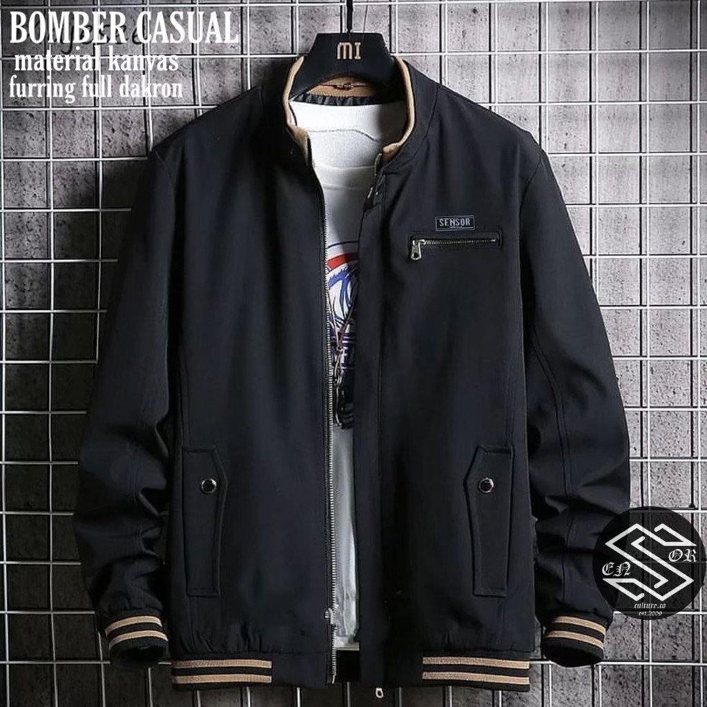 COD JAKET BOMBER COWOK CASUAL CANVAS MURAH PREMIUM TERBARU/ JAKET COWOK TERBAIK