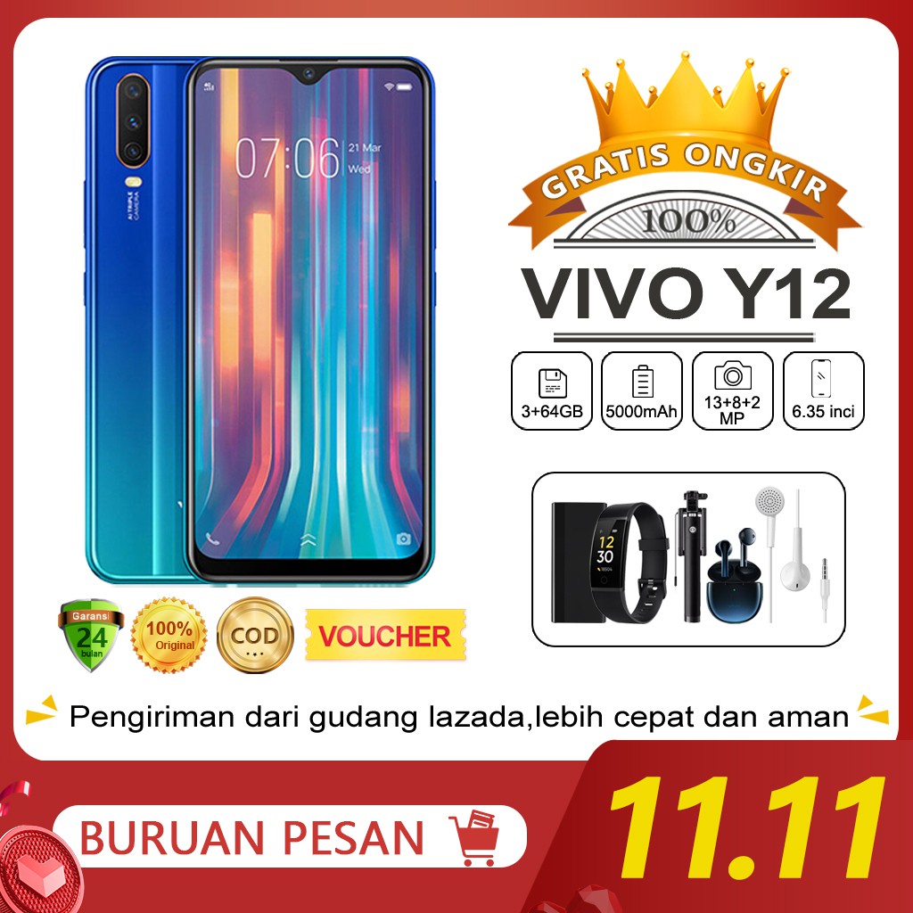 Vivo Y12 Y12i RAM/ROM 3GB/64GB Garansi Resmi Vivo 1 Tahun