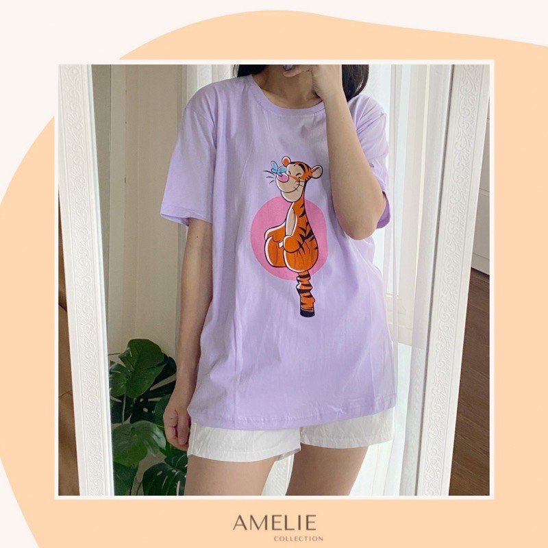 Oversized Tee Kaos Mickey Pooh Barbie Lucu