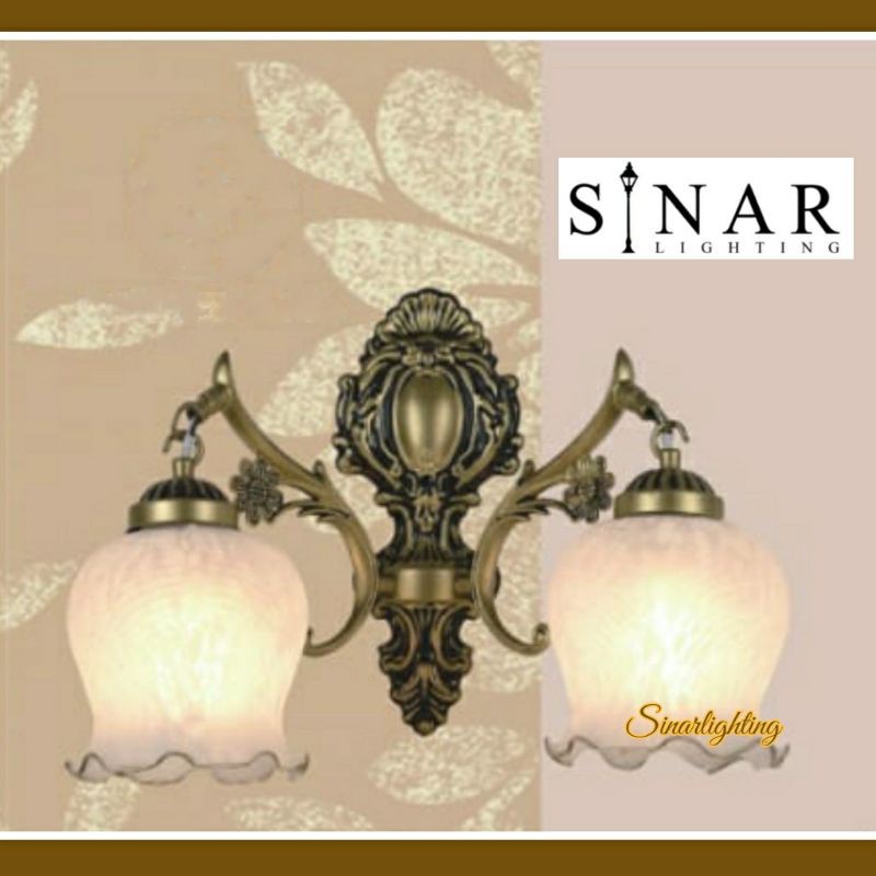 Lampu dinding klasik kaca 2 lampu 1372