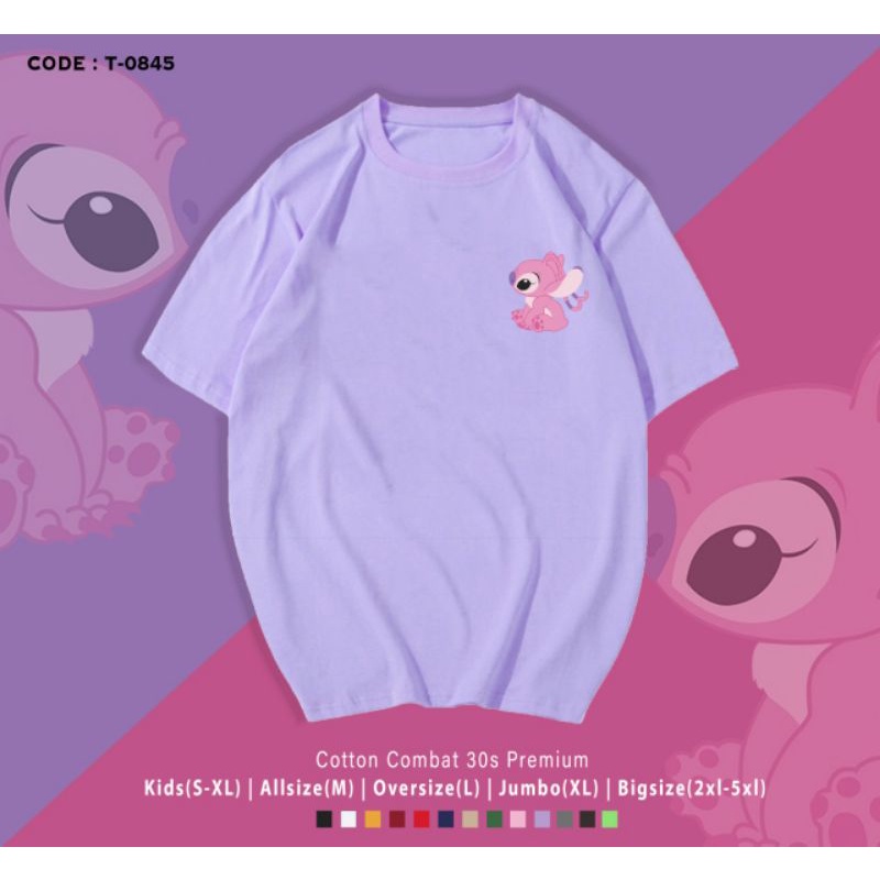 KAOS KATUN LUCU LIL STITICH PINK SIDE