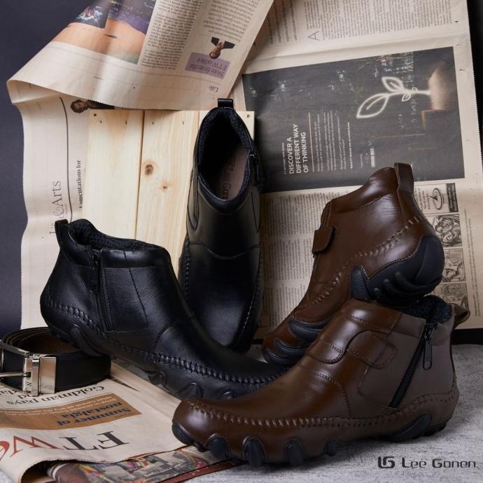 Sepatu Boots Kulit Keren Pria Pantofel Cowok Pantopel Fantofel Hitam