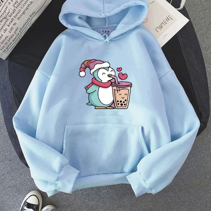 hoodie pinguin hoodie wanita dewasa size M L XL