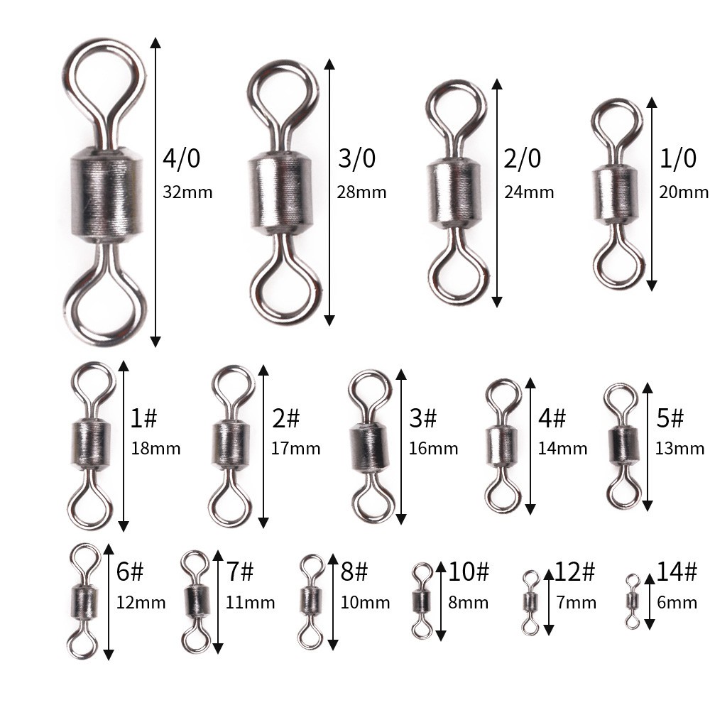 HENGJIA 50Pcs/Bag Pancing Rolling Swivel Fast-lock Snap Ball Bearing Fishing Connector Swivel Clasp Fishing Gear