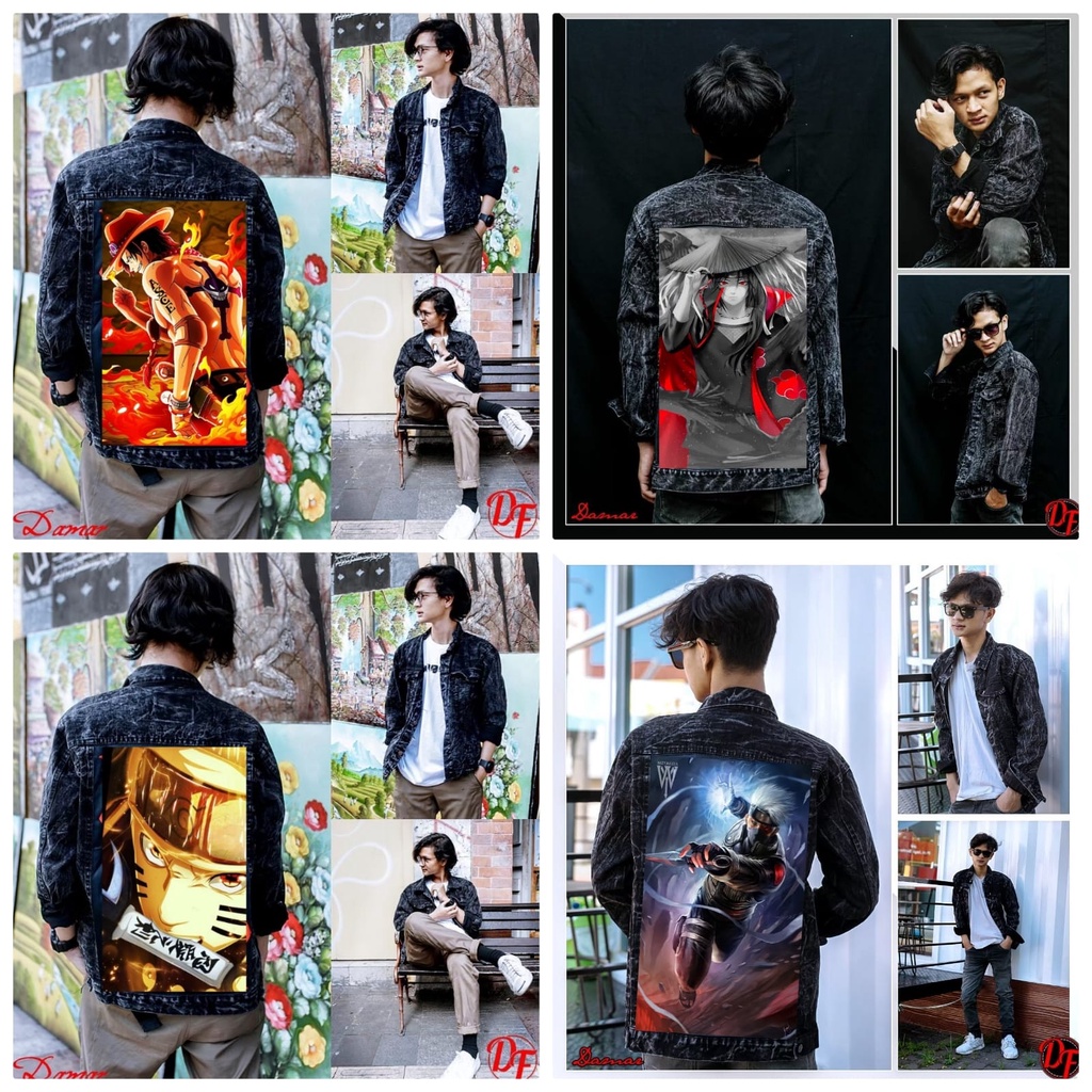 jaket pria denim jeans bergambar belakang SASUKE/ jaket jeans pria terbaru 2022 /jaket pria printing/ jaket jeans pria bergambar terbaru/ jaket pria keren