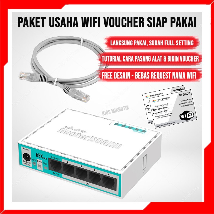 Mikrotik Rb750r2 / Rb750 r2 Alat Usaha Wifi Hotspot Sistem Voucher Full Setting Langsung Pakai