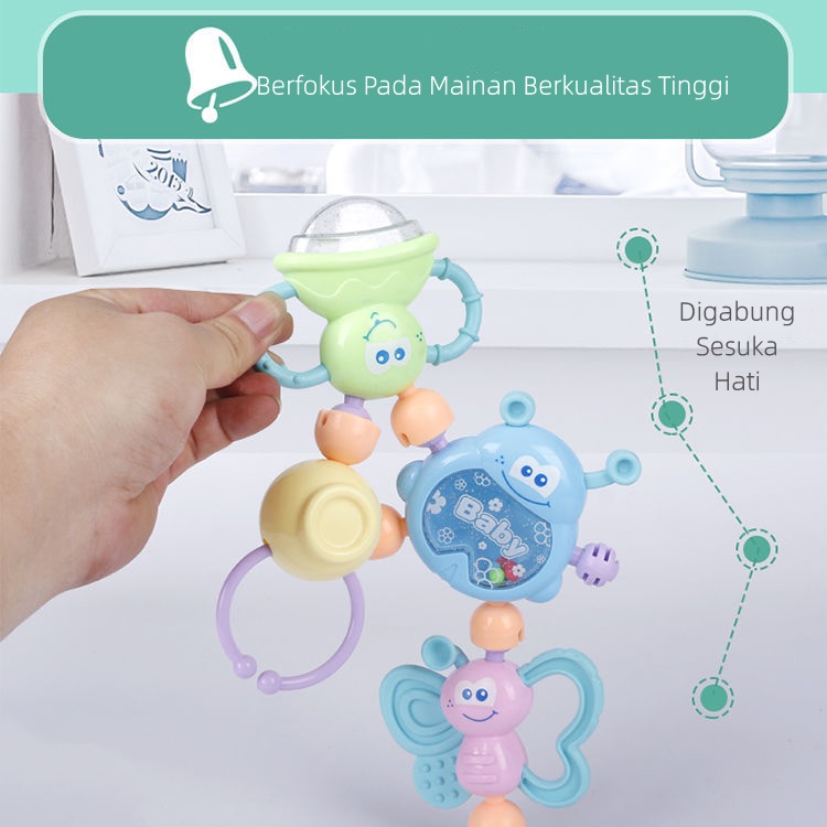 Baby Teether Rattle Teething Kit Mainan Gigitan Bayi Silikon PP Gigitan Bayi Teether Mainan Bayi WJ02