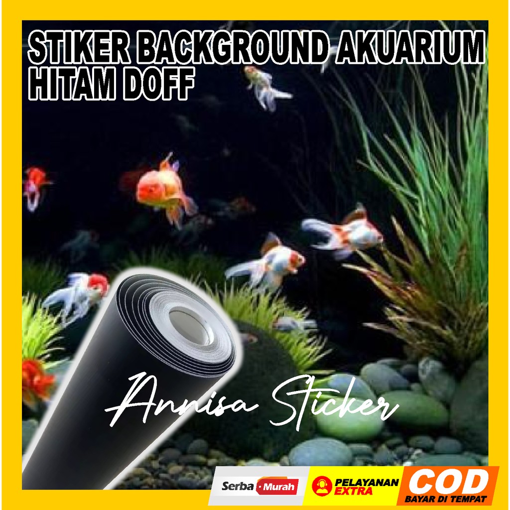 STIKER BACKGROUND AKUARIUM HITAM DOFF / STIKER AQUARIUM HITAM DOFF
