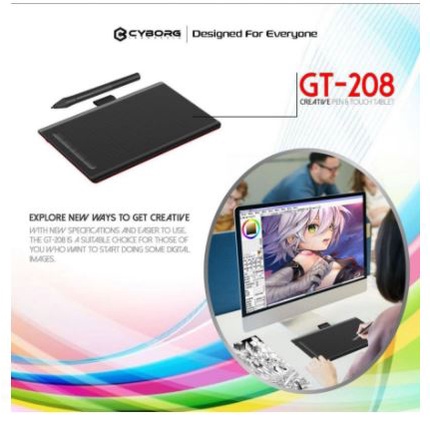 Creative pen i-pad tablet drawing graphic cyborg Micro usb 5080 Lpi 8192 Level pc laptop gt-208 gt208