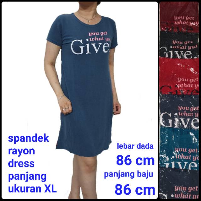 Smile spandek rayon dress sablon XL.give tangan pendek