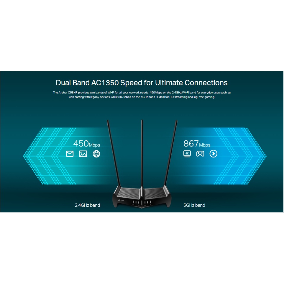 TP Link Archer C58HP AC1350 High Power Wireless Dual Band Router - Garansi Resmi 1 Tahun