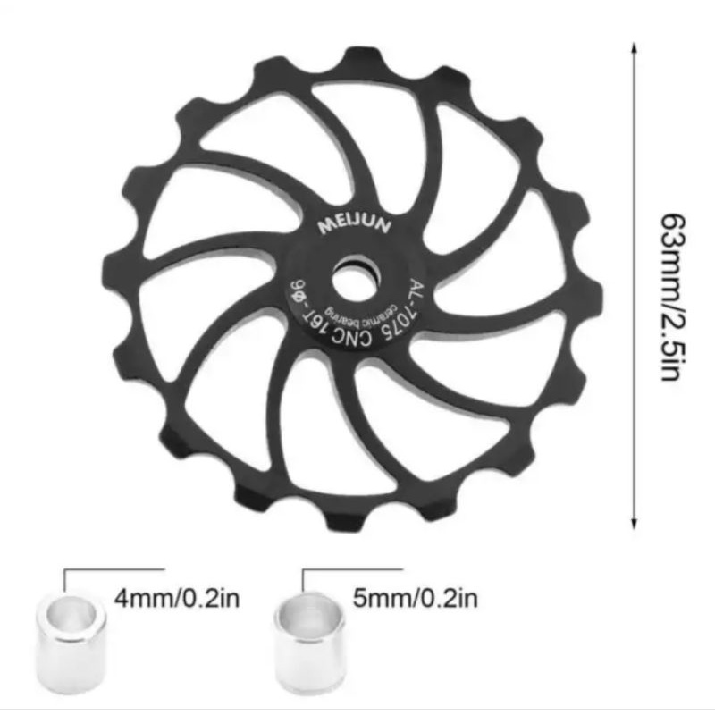 Meijun Pulley RD Ceramic Bearing 16T Wheel Guide Pullay RD Sepeda