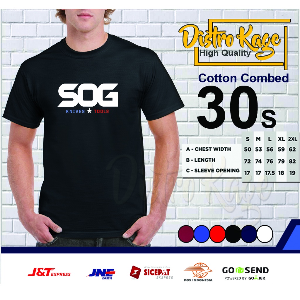 Baju Kaos Pria SOG Specialty Multi-Tools Knives Ukuran Dewasa Unisex Cotton Combed30s Distro Kage