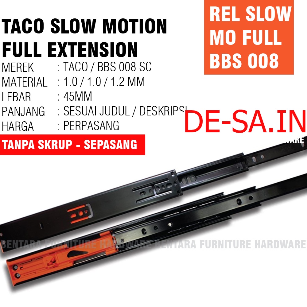 40 CM TACO REL LACI BBS-08 SC 45MM - Rel Laci Double Slow Motion Full Extension Soft Close