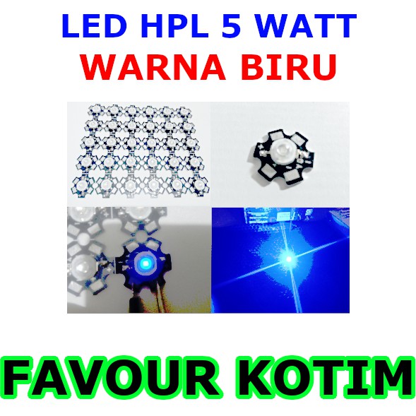 HIGH POWER LED HPL 5 WATT LAMPU PLUS HEATSINK BLUE BIRU FVKOTIM