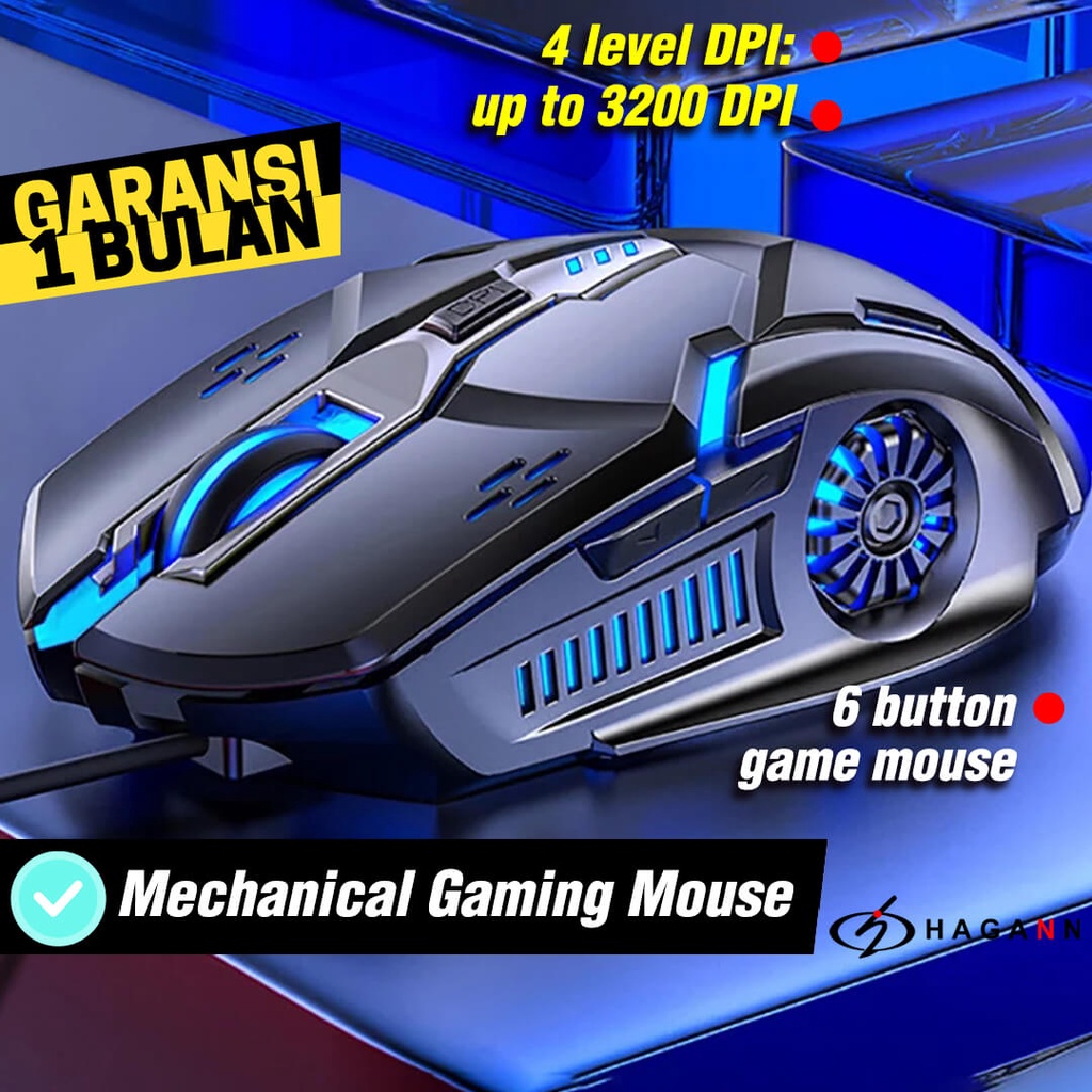 Mouse Gaming Wired Kabel USB Laptop Komputer PC Game RGB LED Murah Unik Ergonomic Up To 3200 DPI