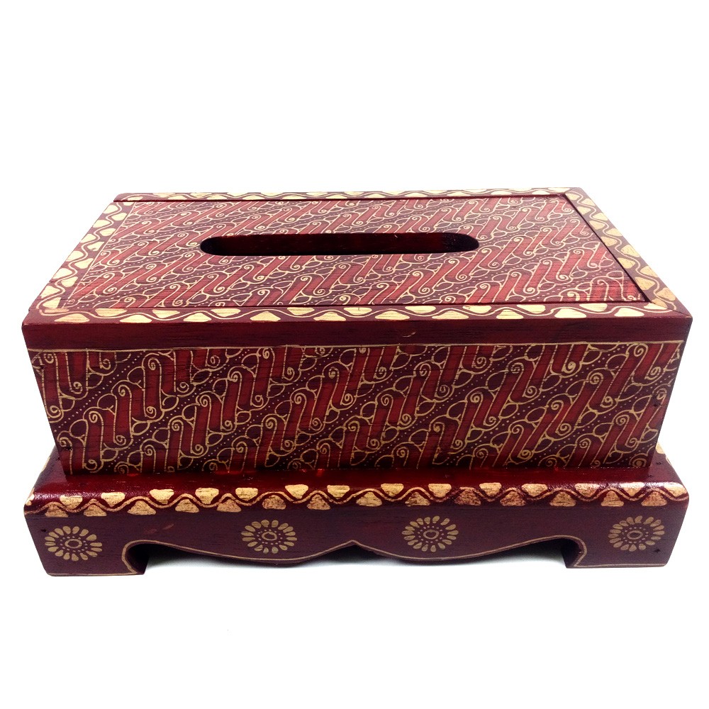 Tempat Tisu Batik Kayu Ekstra 26.5x15x10 cm - ARJ  Motif I