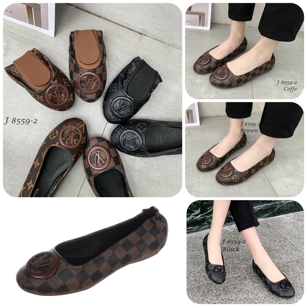 04W2 SEPATU BALLET WANITA BRANDED PREMIUM 8559-2 FLAT SHOES  LV