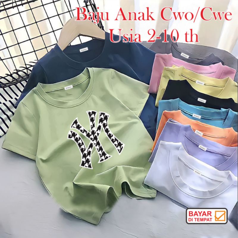 Baju Anak Unisex NY besar Kaos Anak Usia 2 Sampai 10 Tahun T shirt Anak Laki Oblong Anak Perempuan