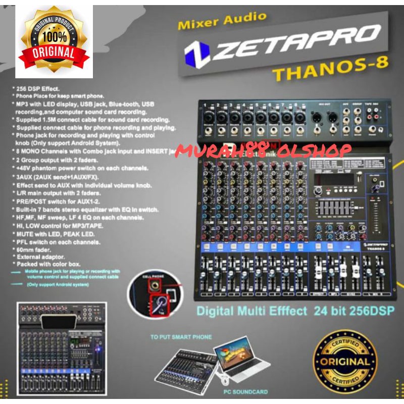 Mixer Audio ZETAPRO THANOS 8/THANOS8  0riginal 8 Channel TERBAIK