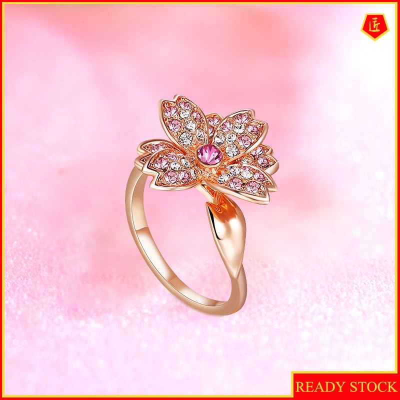 [Ready Stock]Elegant Graceful Fashion Flower Rose Gold Ring