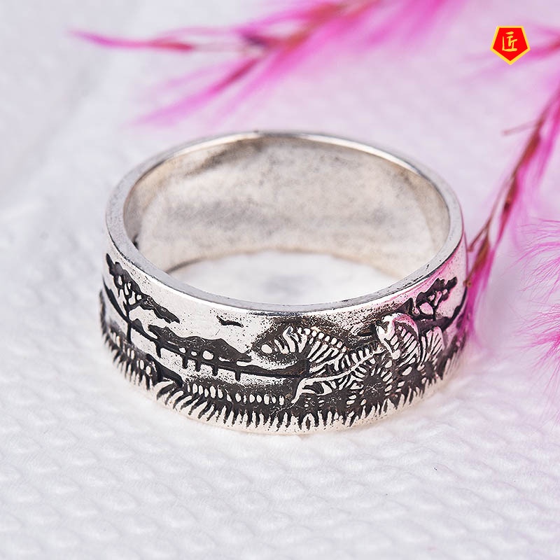 [Ready Stock]925 Silver Retro Creative Animal Forest Ring