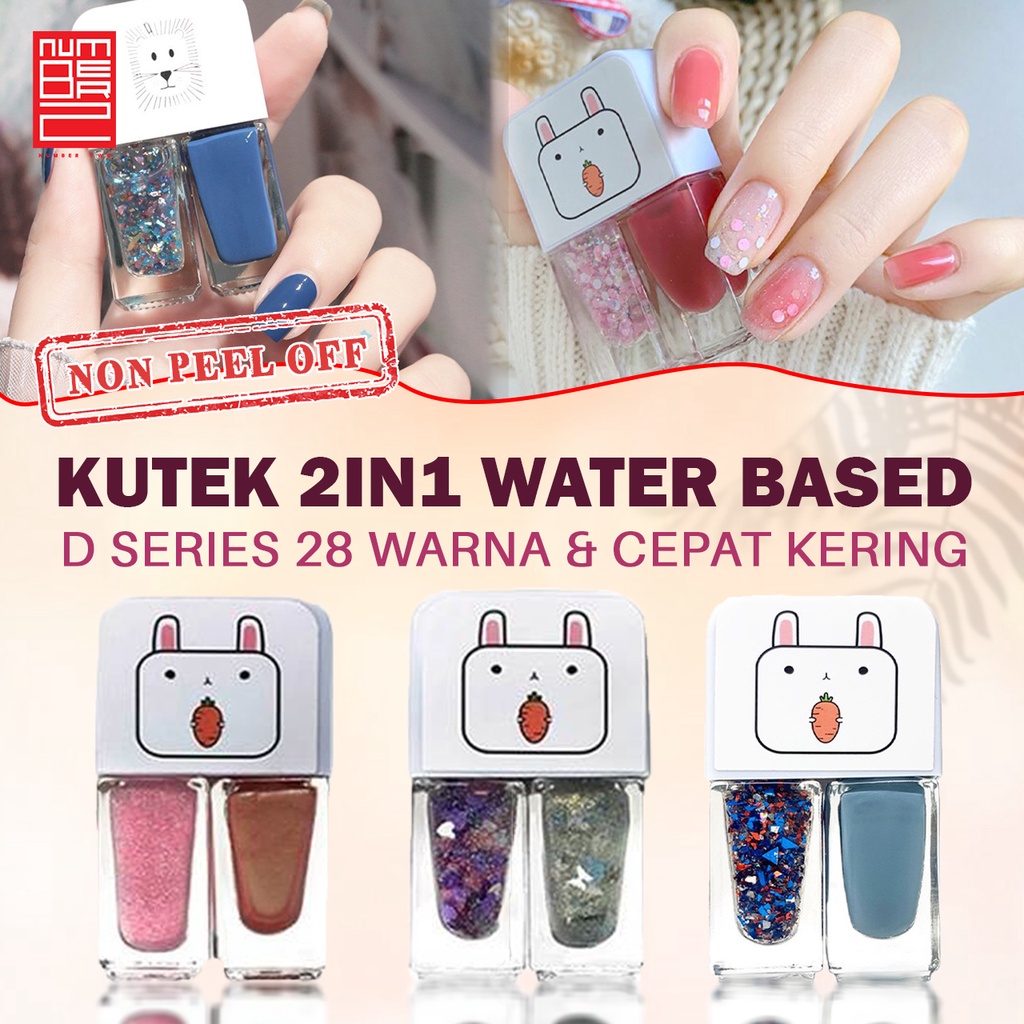 Kutek cat kuku halal korean nail polish waterbased 2in1 two tone dua warna maxfine glitter gel korea