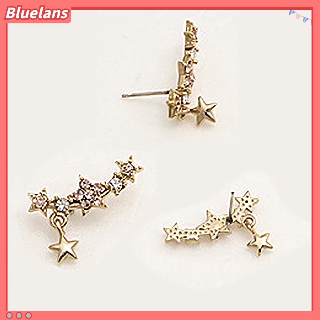 Bluelans 1 Pair Ear Studs Piercing Jewelry Gift Alloy Five-Pointed Star Pendant Earrings