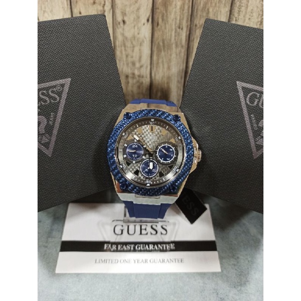 Jam Tangan Guess Pria Original Blue Silicone - W1049G1 GW 1049 G1