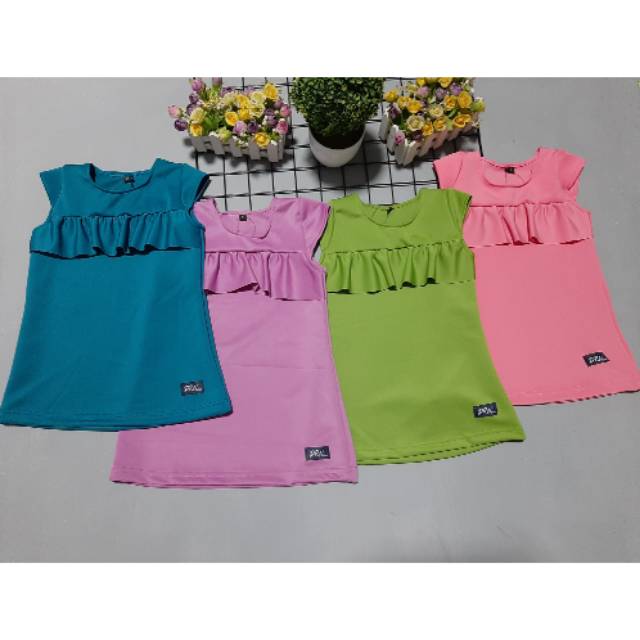 Dress/kaos scuba ruffle anak