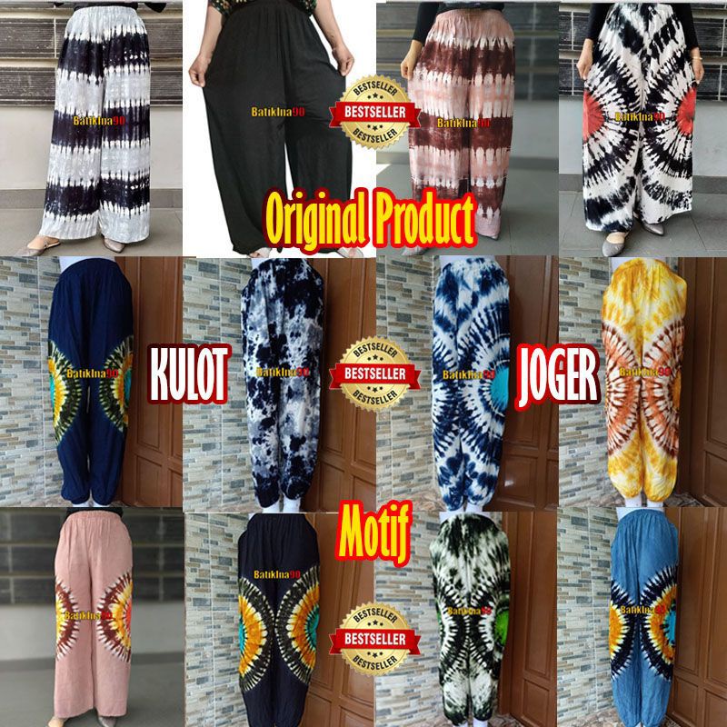 0CELANA PANJANG RAYON KULOT DAN JOGER MOTIF ORIGINAL ALL SIZE FIT XXL JUMBO