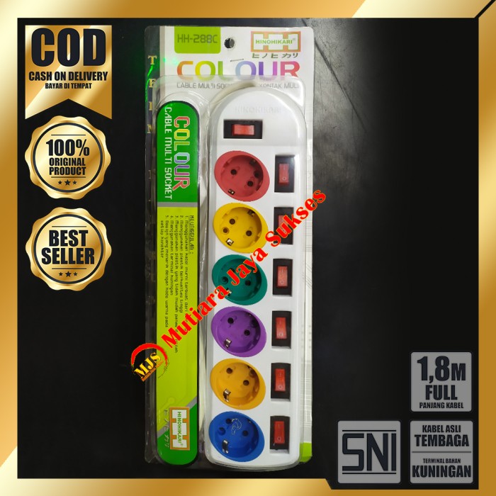 penawaranspesial STOP KONTAK 6 LUBANG SAKLAR HINOHIKARI 1,8M HH-288C SNI Berkualitas
