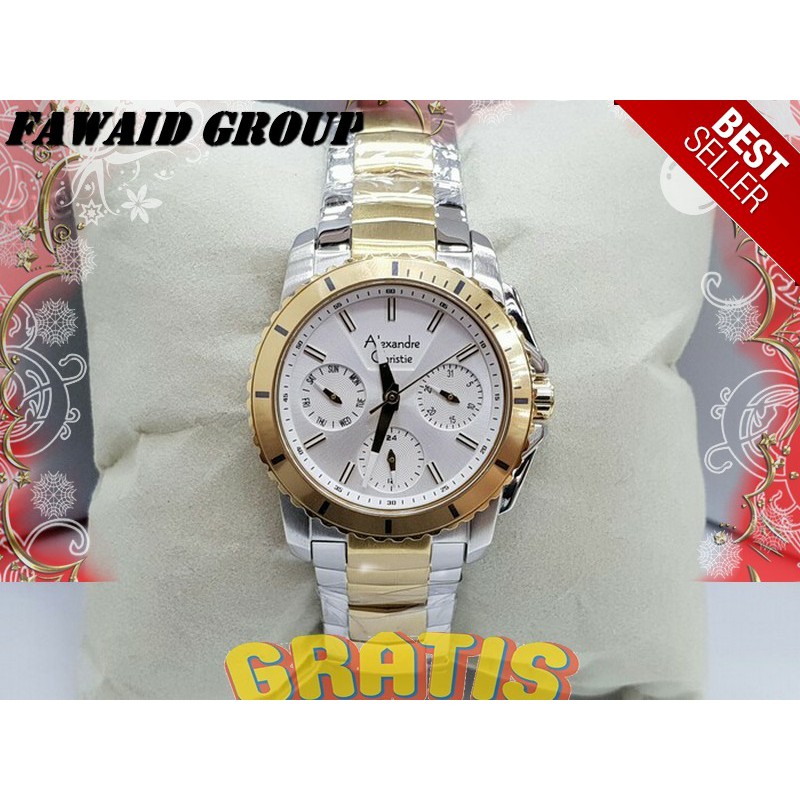 BEST SELLER JAM TANGAN WANITA ALEXANDRE CHRISTIE AC 6455 WANITA SPORTY SILVER COMBI GOLD ORIGINAL