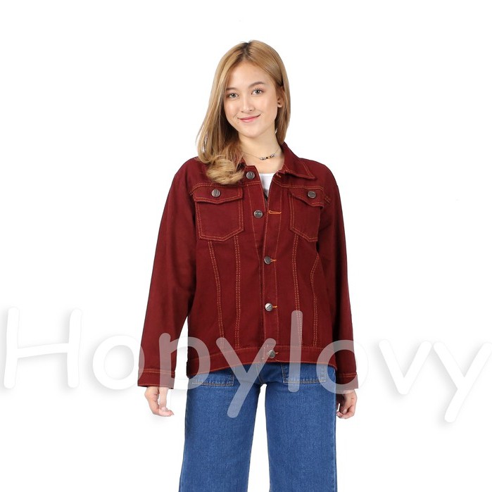 HOPYLOVY - JAKET OVERSIZE JEANS [MUSTARD, MAROON]