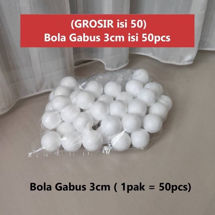 

Bola Gabus 3cm / Bola Gabus Styrofoam diameter 3cm HARGA GROSIR 50 pc