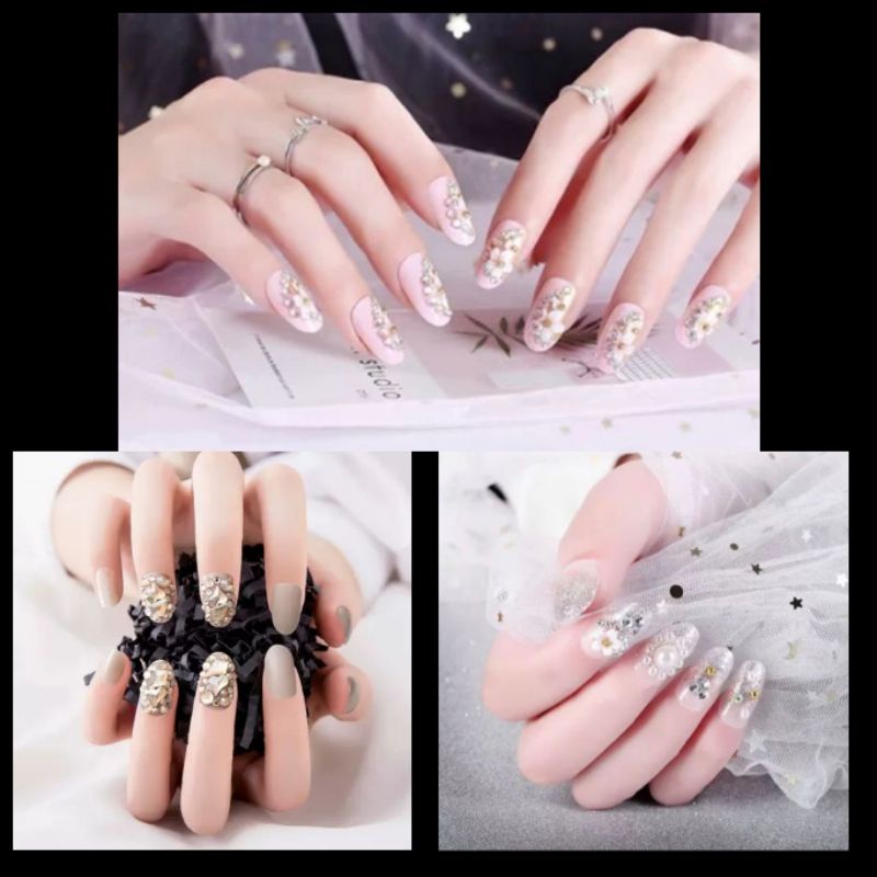 Kuku Palsu 3D/ Nail Art/ untuk Pengantin/isi 24pcs Fake Nails for Bride